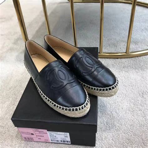 chanel espadrilles lambskin black|Chanel espadrilles black leather.